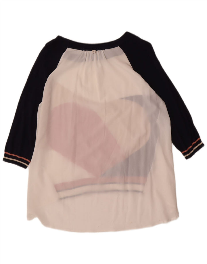 SIMONA BARBIERI Top túnica feminina com padrão abstrato Reino Unido 16 grande branco