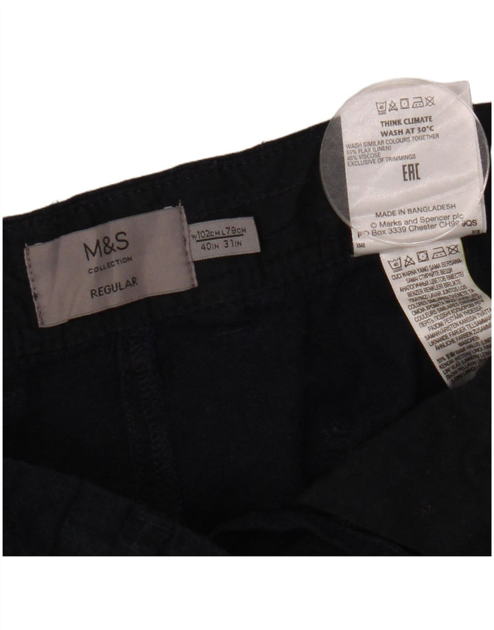 Calça chino feminina Marks & Spencer cônica regular W40 L31 azul marinho