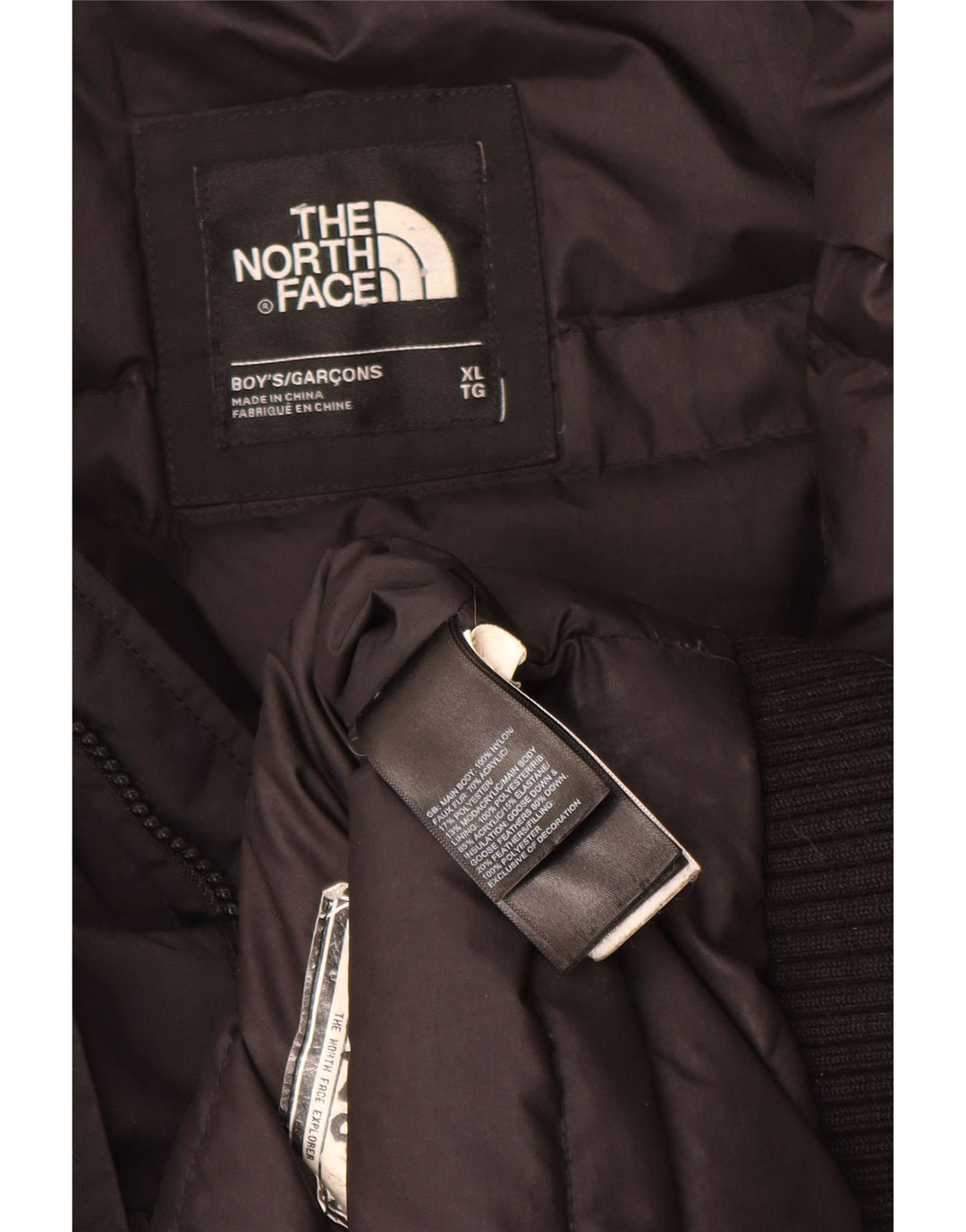 Casaco acolchoado com capuz The North Face Boys 14-15 anos XL preto poliéster