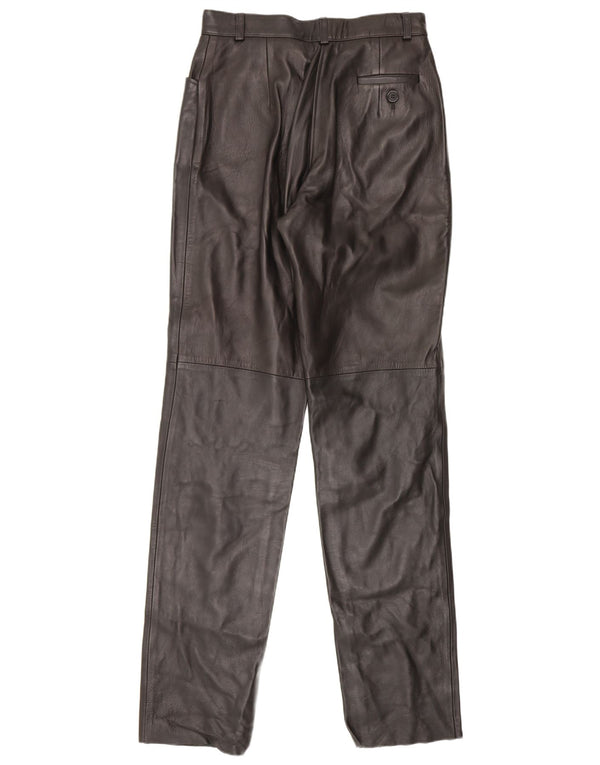Calça feminina de couro de cintura alta Woodlands Reino Unido 12 médio W26 L33 preta