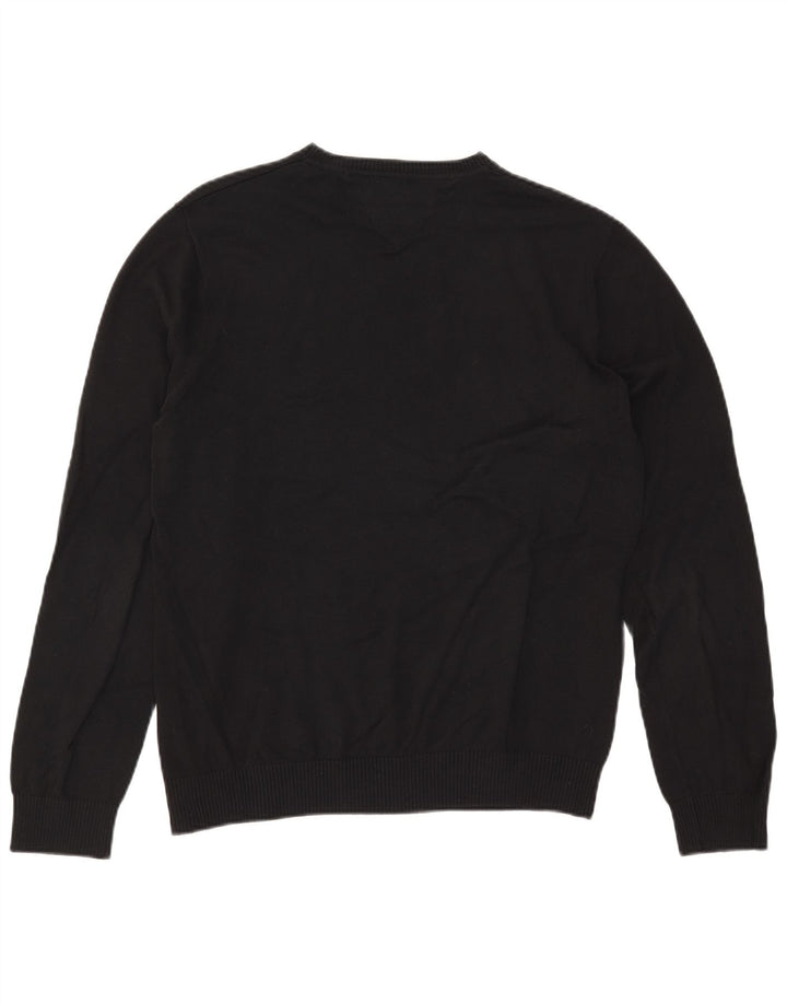 Suéter masculino Tommy Hilfiger com decote em V médio algodão preto