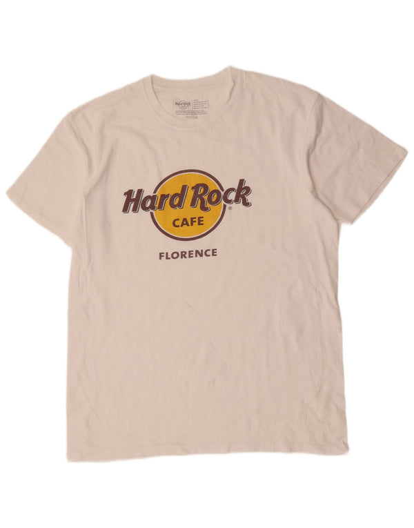 Hard Rock Cafe Mens Florence Graphic T-Shirt Top Grande Algodão Branco
