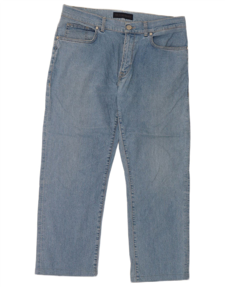 Jeans recortados femininos Trussardi W33 L25 azul