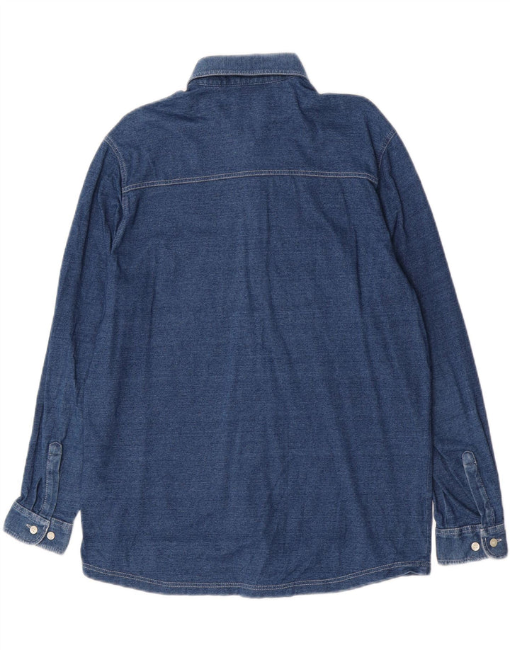 Camisa feminina Marks & Spencer Reino Unido 14 algodão azul marinho médio