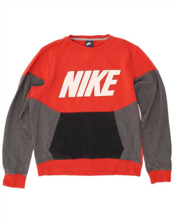 Moletom gráfico masculino NIKE Jumper médio vermelho colorblock algodão