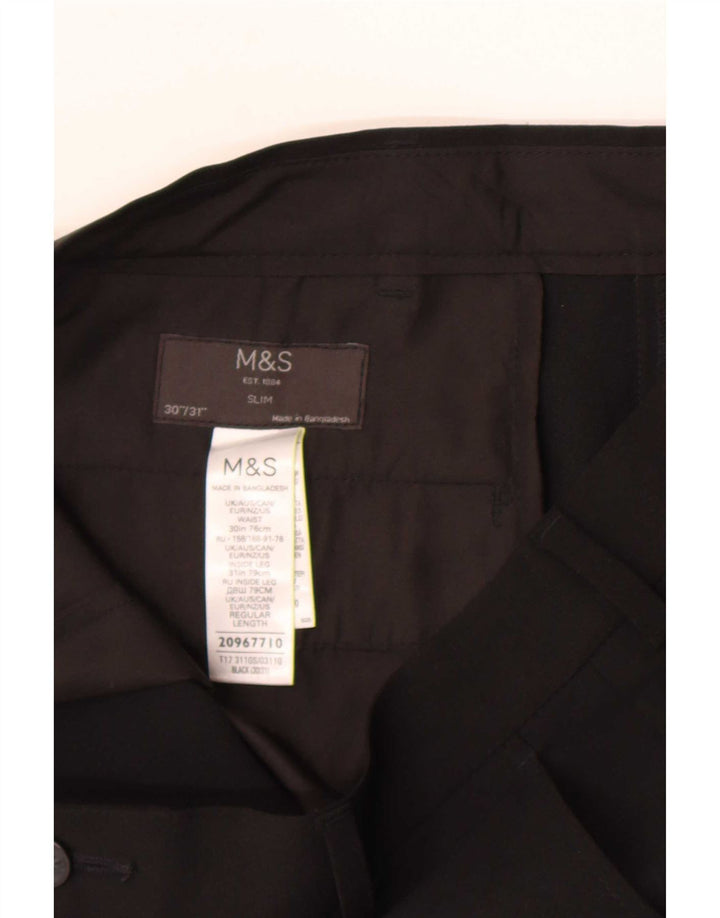 Calça casual slim masculina Marks & Spencer W30 L31 poliéster preto