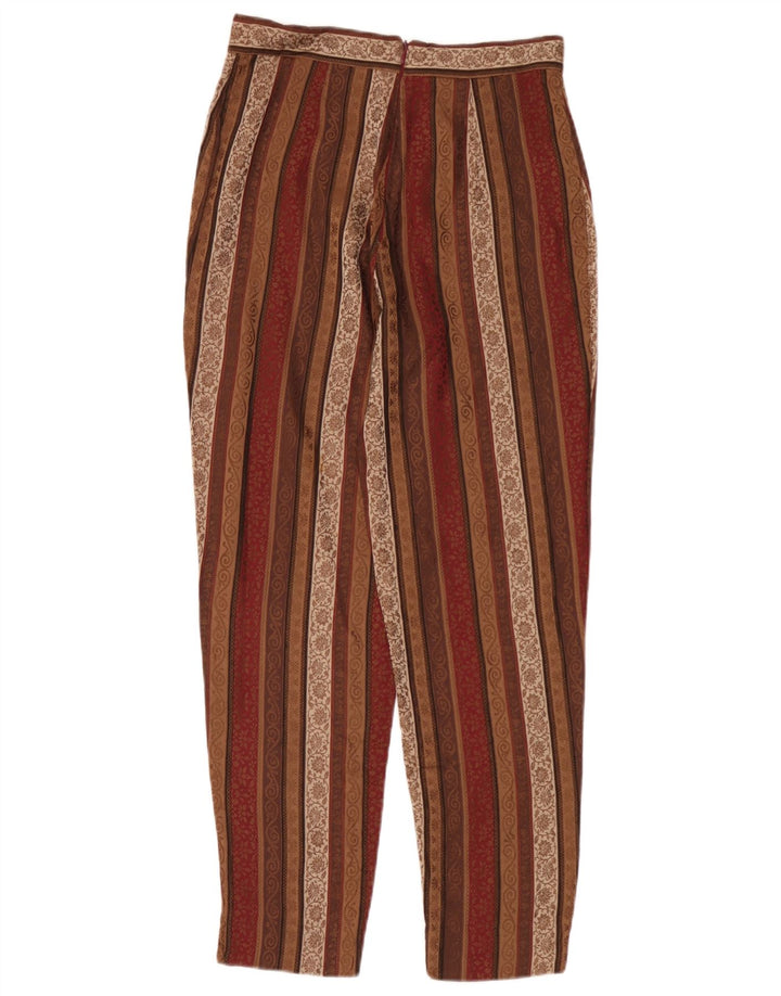 Calça casual feminina vintage IT 44 médio W26 L27 listrado multicolorido