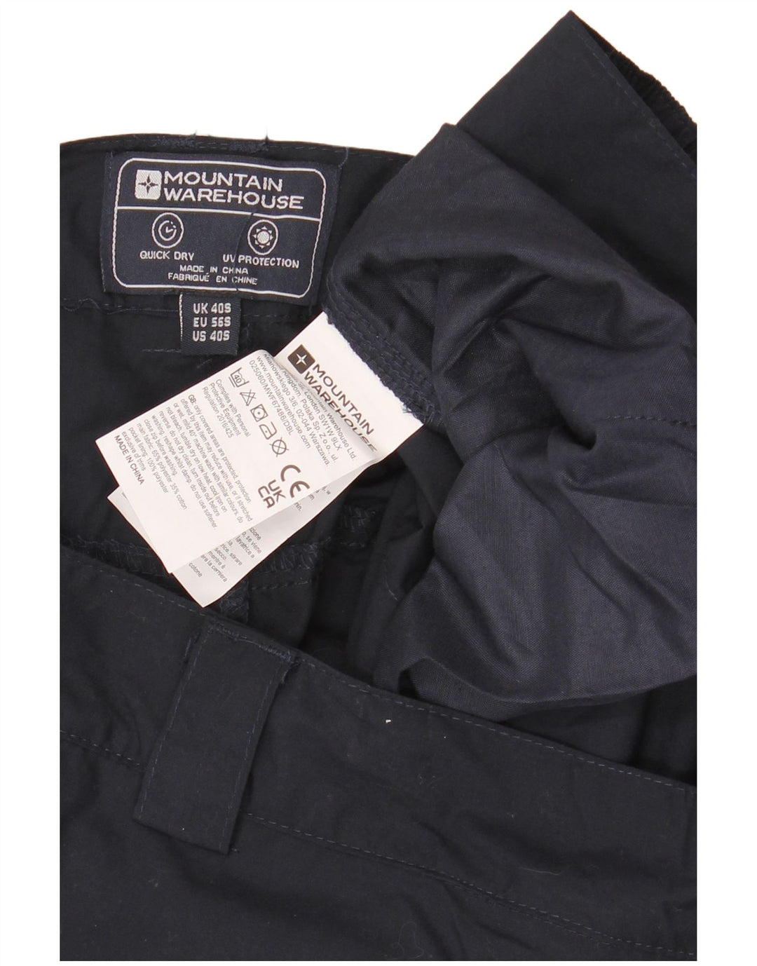 Calças cargo regulares masculinas Mountain Warehouse W40 L30 poliéster azul marinho