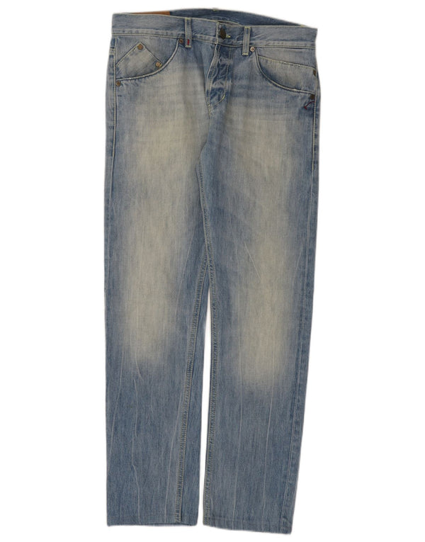 Dondup Mens Straight Jeans W32 L30 Azul Algodão