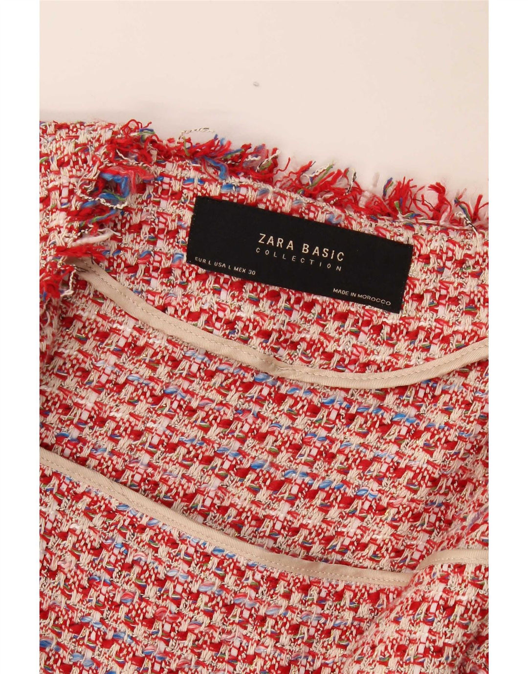 Zara Womens Open Bolero Jacket UK 16 Grande vermelho manchado