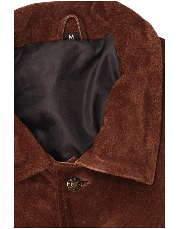 Colete masculino vintage de camurça UK 38 marrom médio