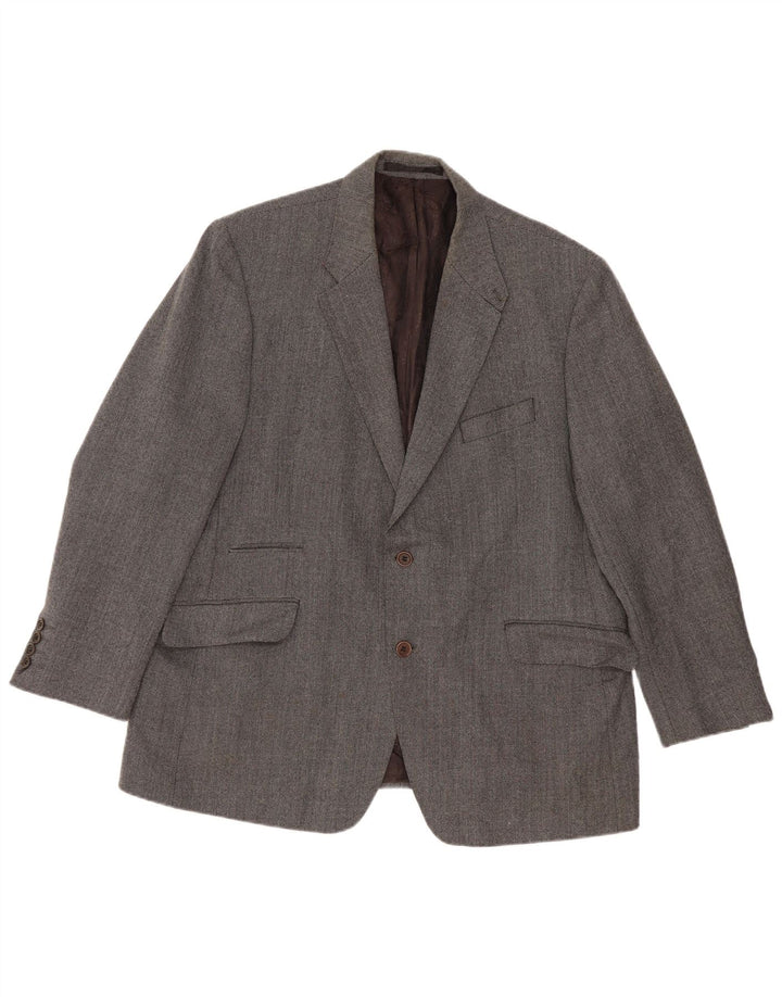 Jaqueta blazer masculina Marks & Spencer Autograph 2 botões Reino Unido 46 XL lã cinza