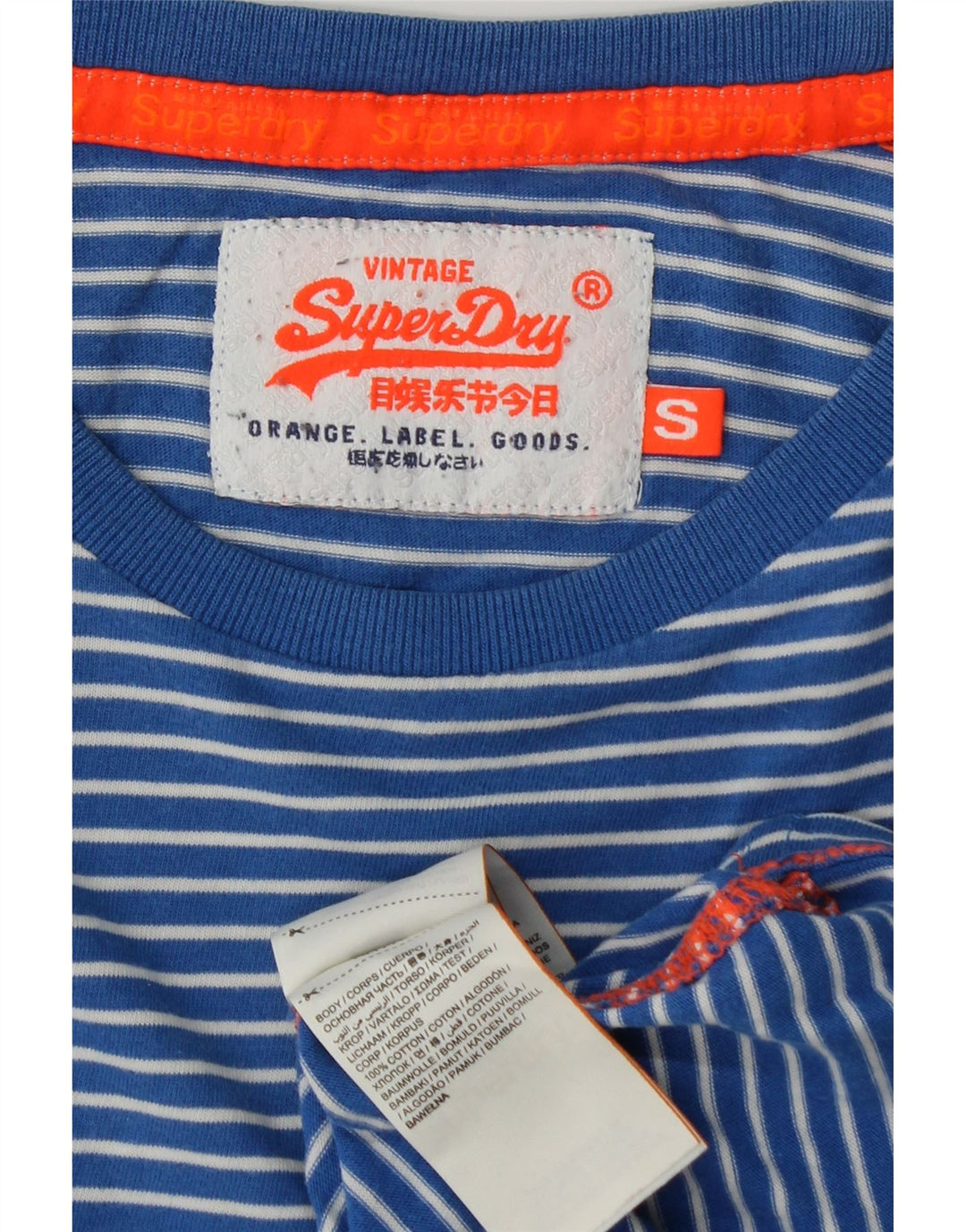 Camiseta masculina SUPERDRY top pequeno algodão listrado azul