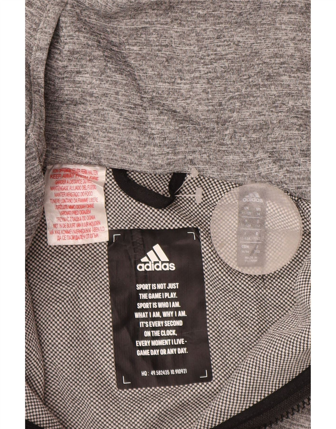 Suéter Adidas Boys Graphic Zip com capuz 11-12 anos Poliéster cinza manchado