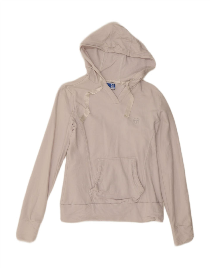 Sergio Tacchini moletom com capuz feminino IT 46 grande algodão branco