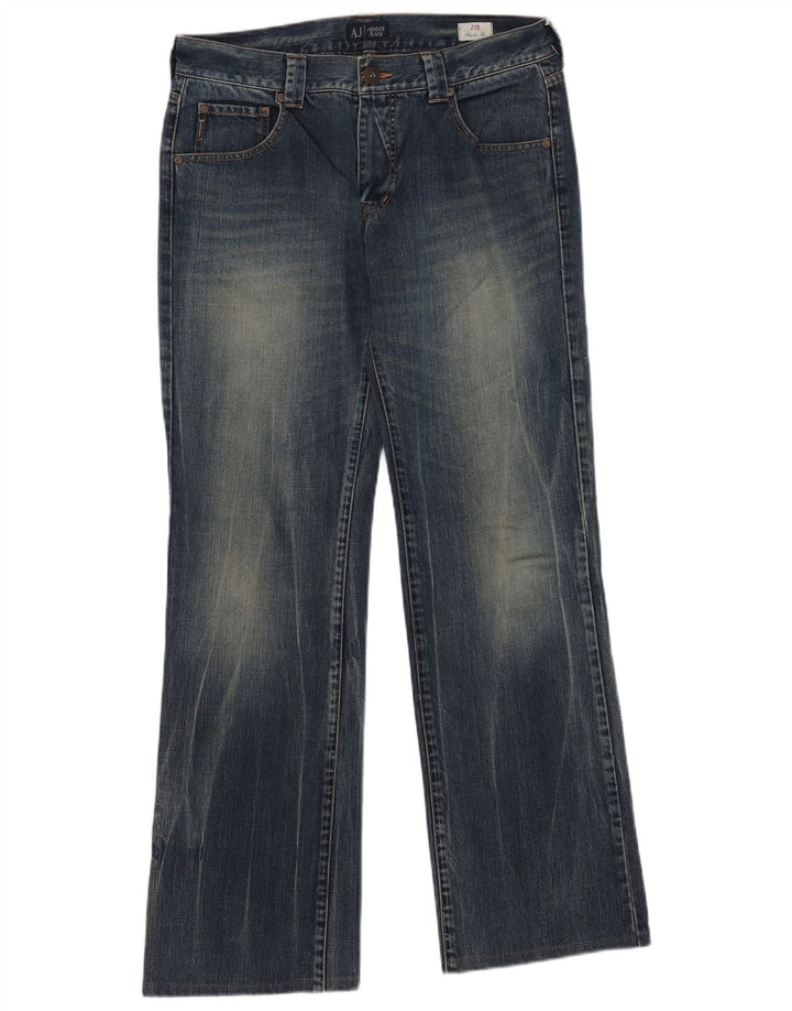 ARMANI Masculino Regular Fit Bootcut Jeans W33 L32 Azul Algodão