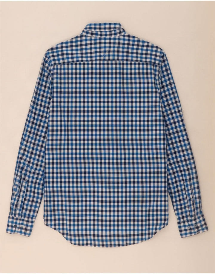 Tommy Hilfiger Camisa masculina New York Fit de algodão guingão azul médio