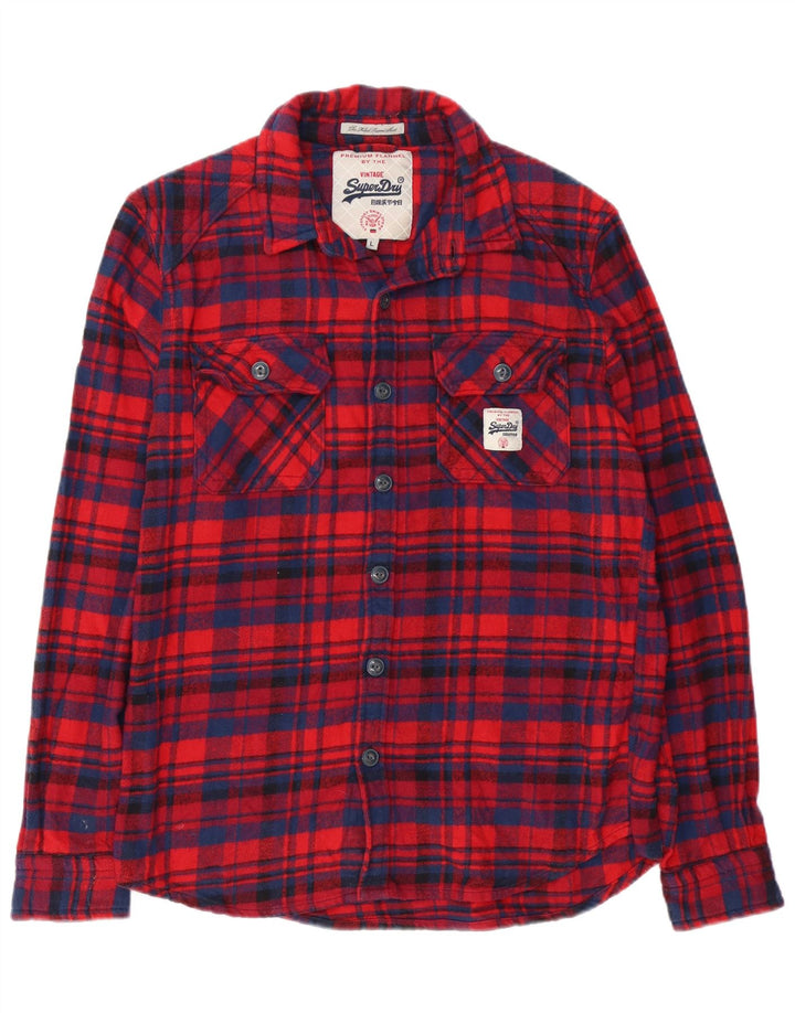 Camisa masculina de flanela Superdry grande algodão xadrez vermelho