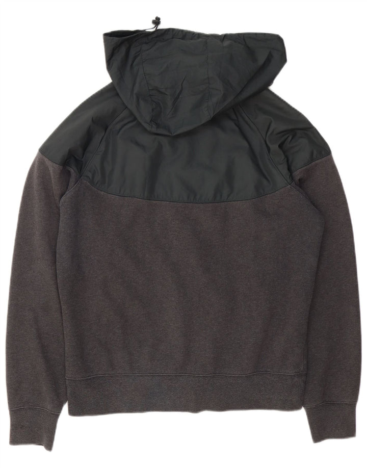 Suéter masculino Nike com capuz e zíper cinza médio algodão colorblock