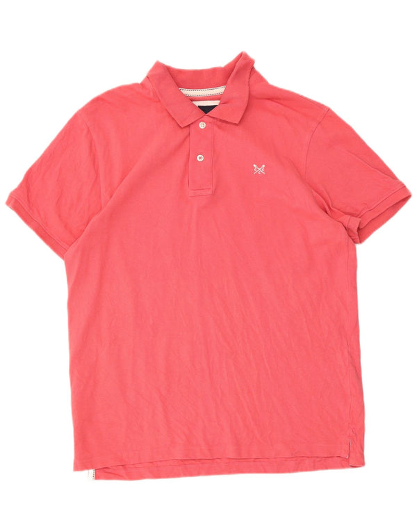 Camisa polo masculina Crew Clothing grande algodão rosa