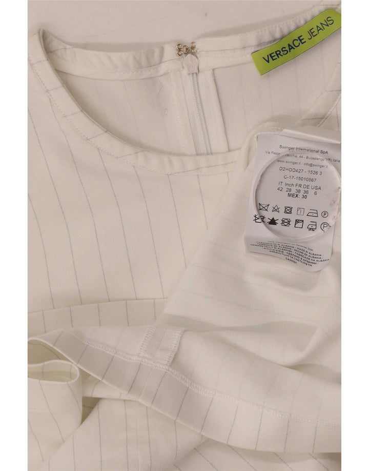 Vestido feminino Versace IT 42 algodão listrado branco médio