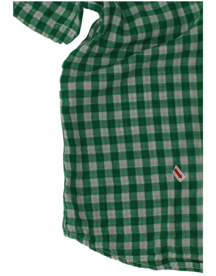 Camisa de manga curta masculina BENETTON 10-11 anos verde guingão