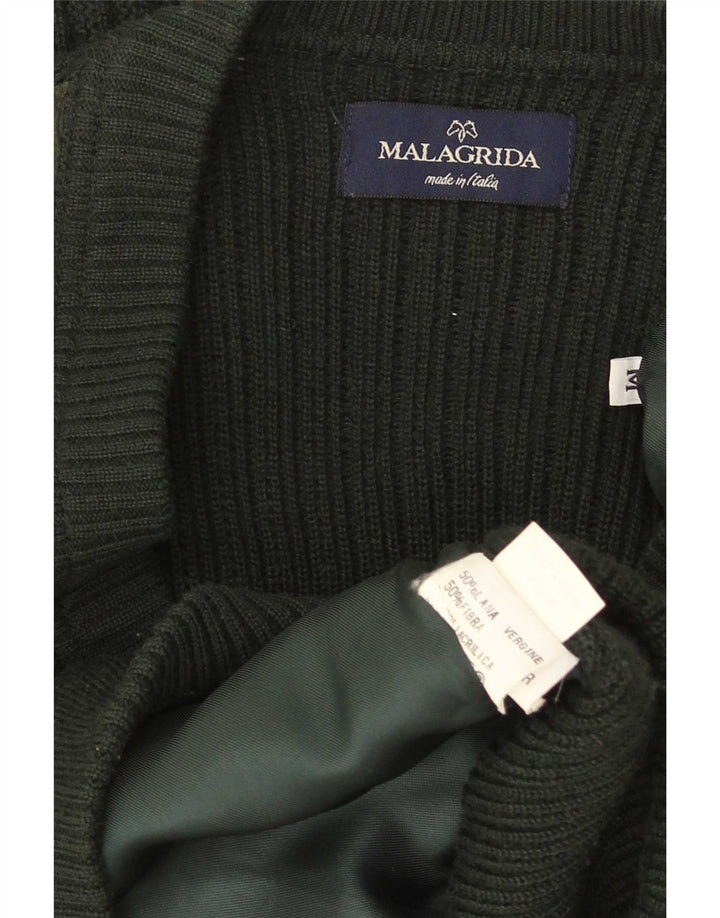 Malagrida Suéter Cardigan Masculino Verde Médio Argyle/Lã Diamante