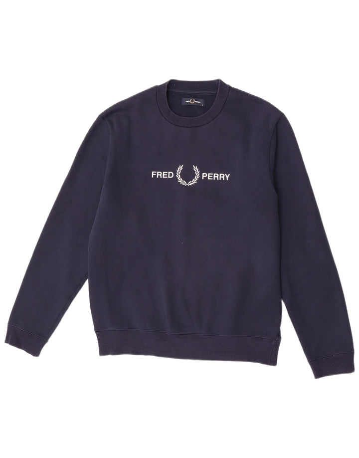 Fred Perry moletom gráfico masculino jumper médio azul marinho poliéster