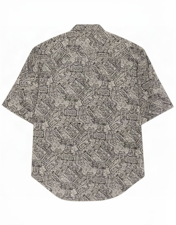 Camisa masculina vintage de manga curta XL cinza geométrica