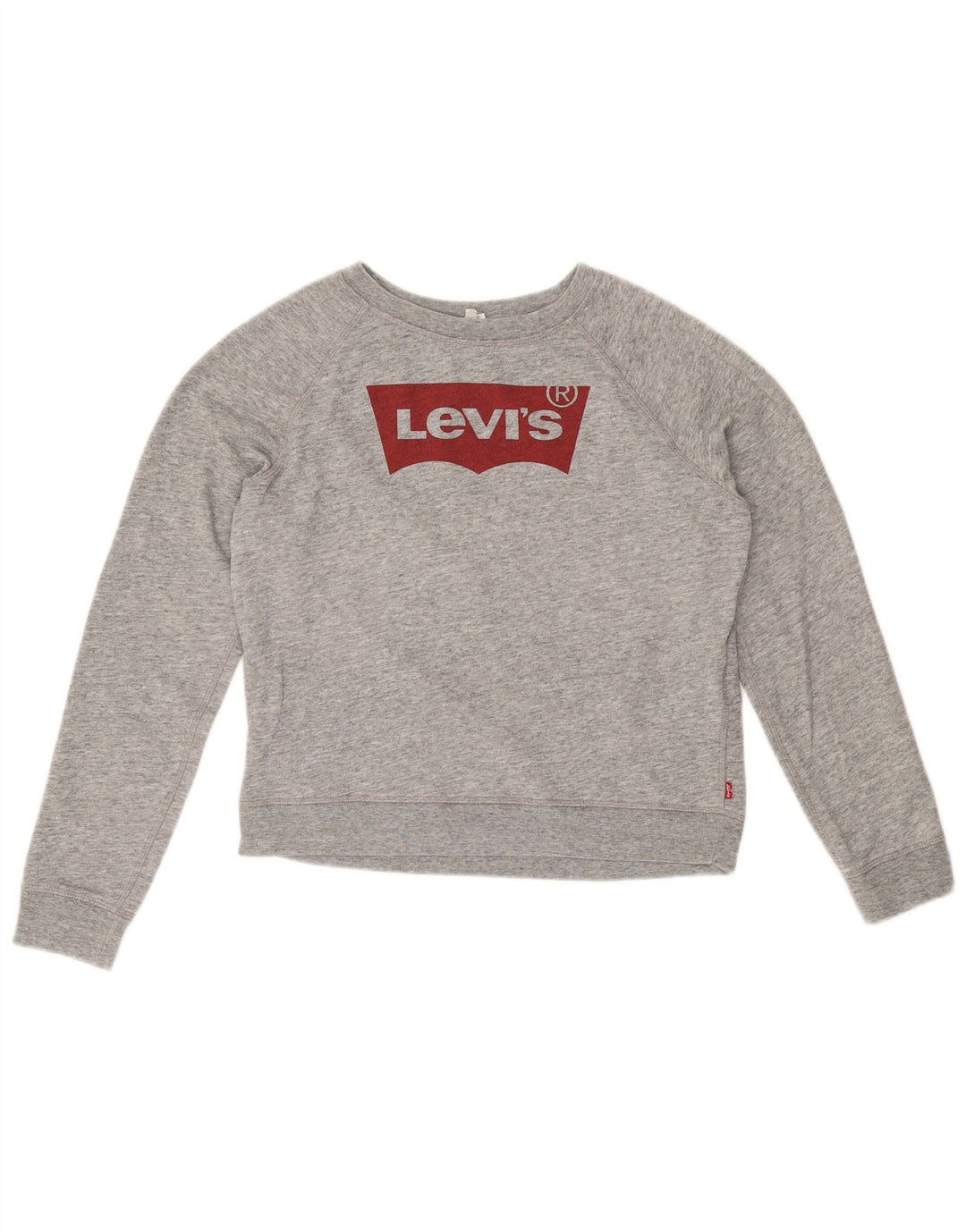 Moletom feminino LEVI'S Crop Graphic Jumper UK 14 algodão cinza médio