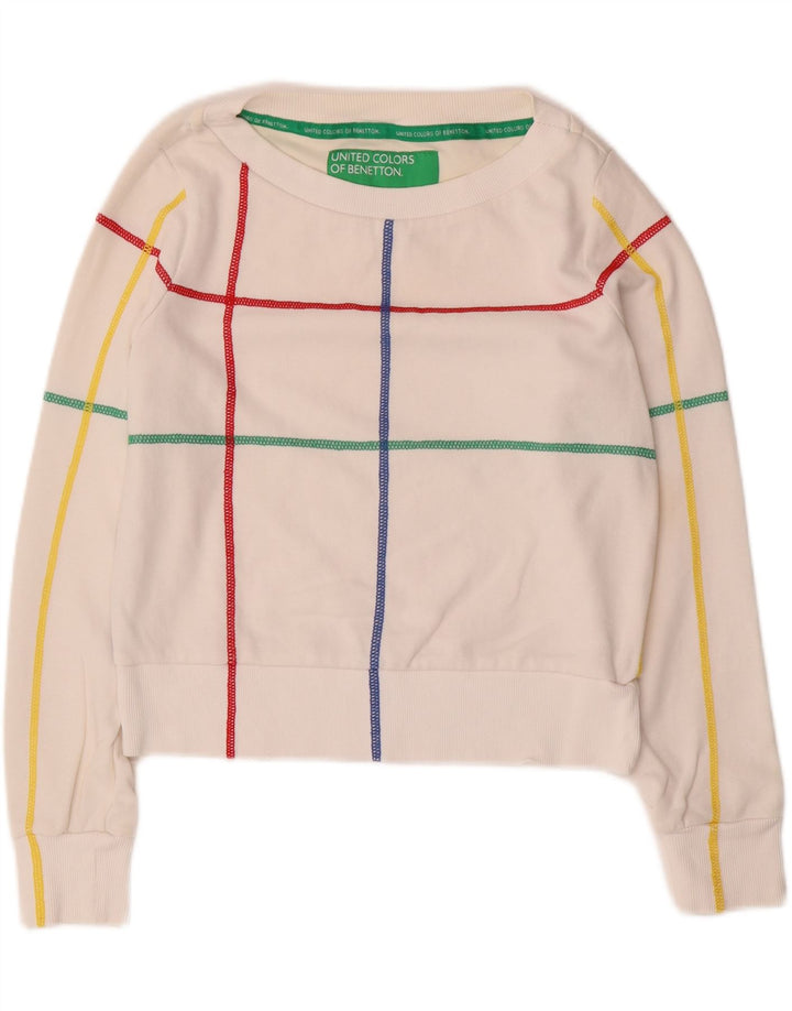 Moletom feminino BENETTON UK 10 pequeno listrado branco