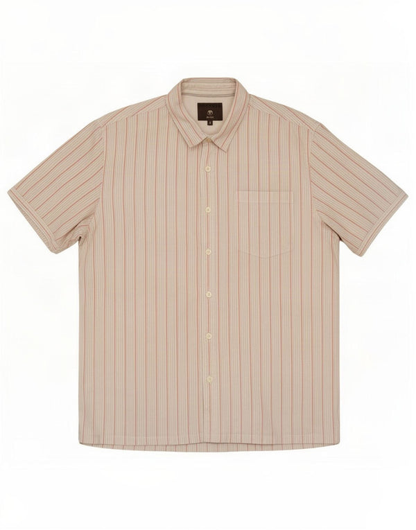 Camisa masculina de manga curta Fat Face XL risca de giz branca