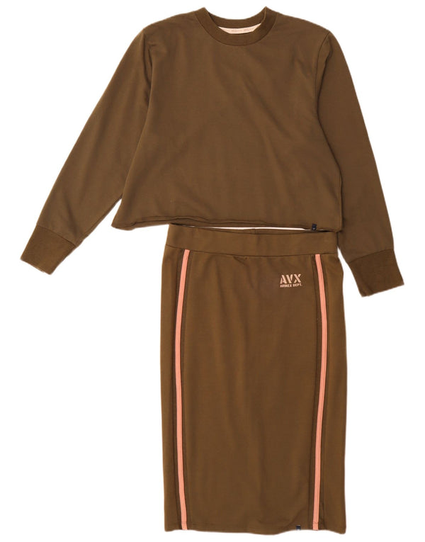 Conjunto de saia feminina Avirex de 2 peças Reino Unido 12 médio W30 algodão cáqui