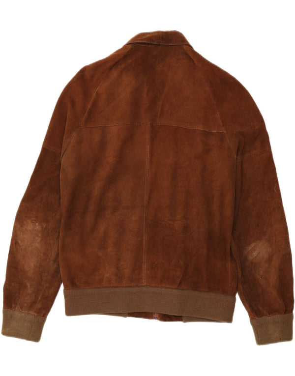Jaqueta bomber masculina vintage de camurça UK 38 marrom médio