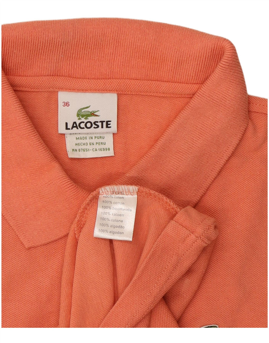 Camisa polo feminina Lacoste tamanho 36 pequeno algodão laranja