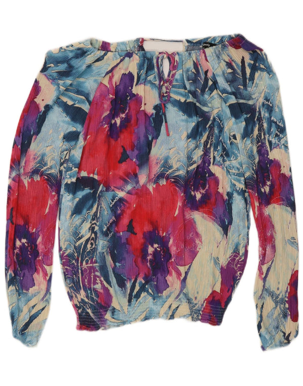 Desigual Top feminino gráfico sem ombro UK 10 pequeno floral multicolorido