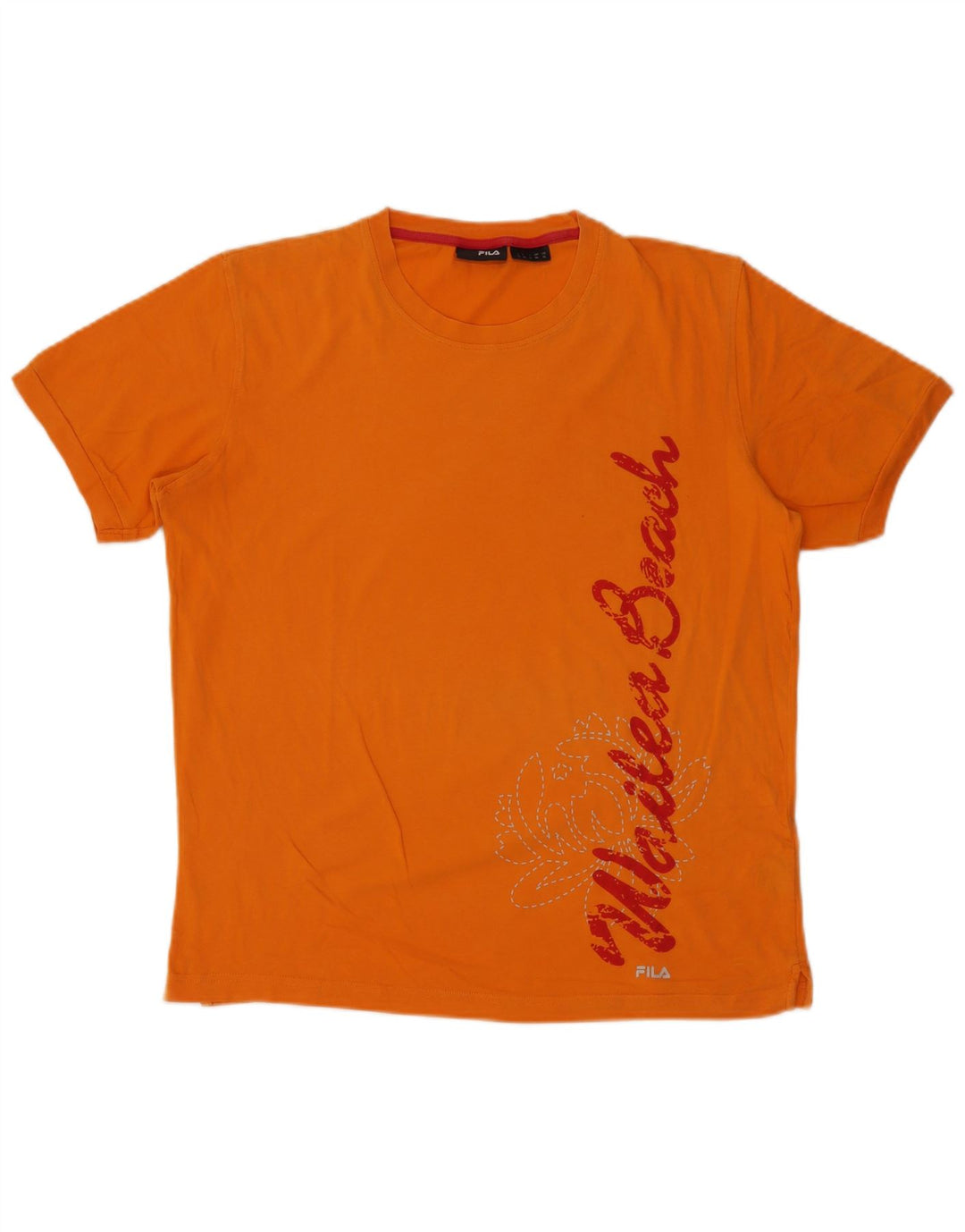 Fila Mens Graphic T-Shirt Top Médio Algodão Laranja