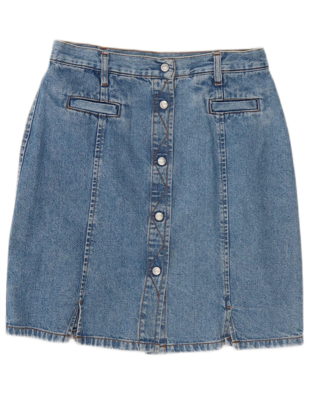 Saia jeans feminina vintage W30 azul médio