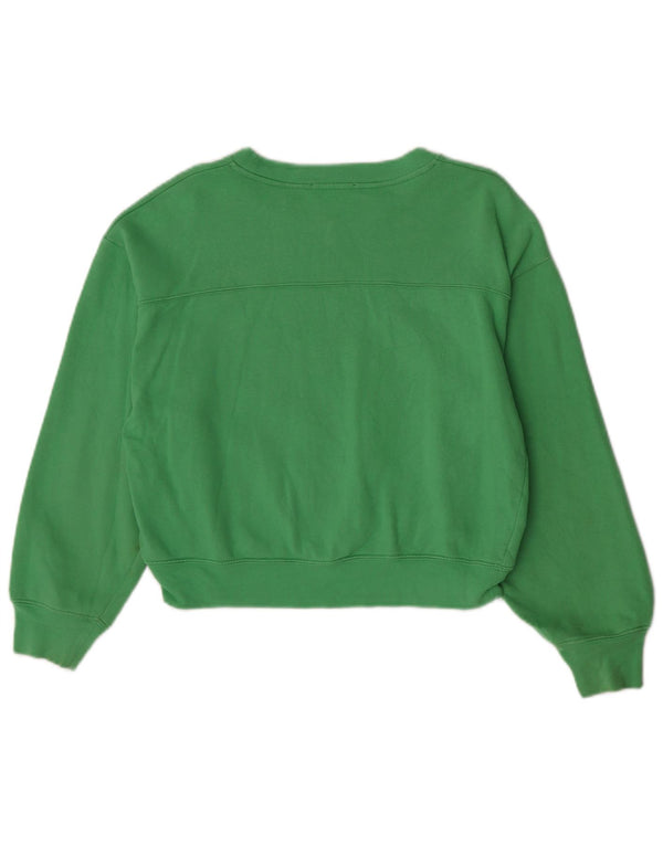 Zara Womens Crop Oversized Moletom Jumper Reino Unido 10 Pequeno Algodão Verde