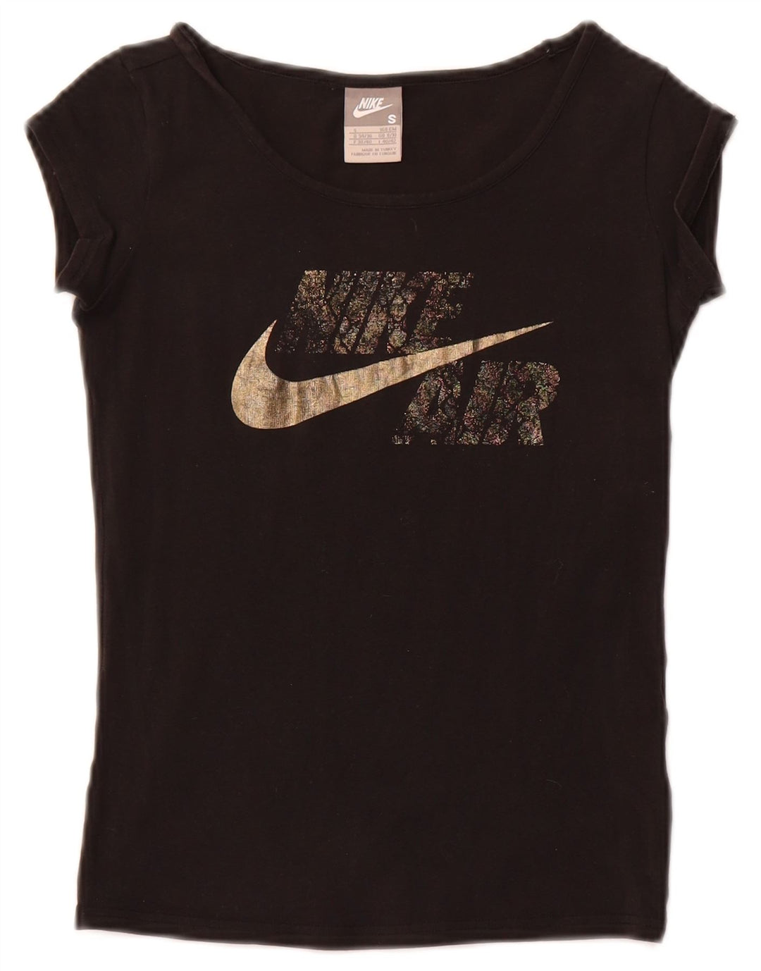 Camiseta feminina Nike Air Crop Graphic UK 8/10 pequena preta
