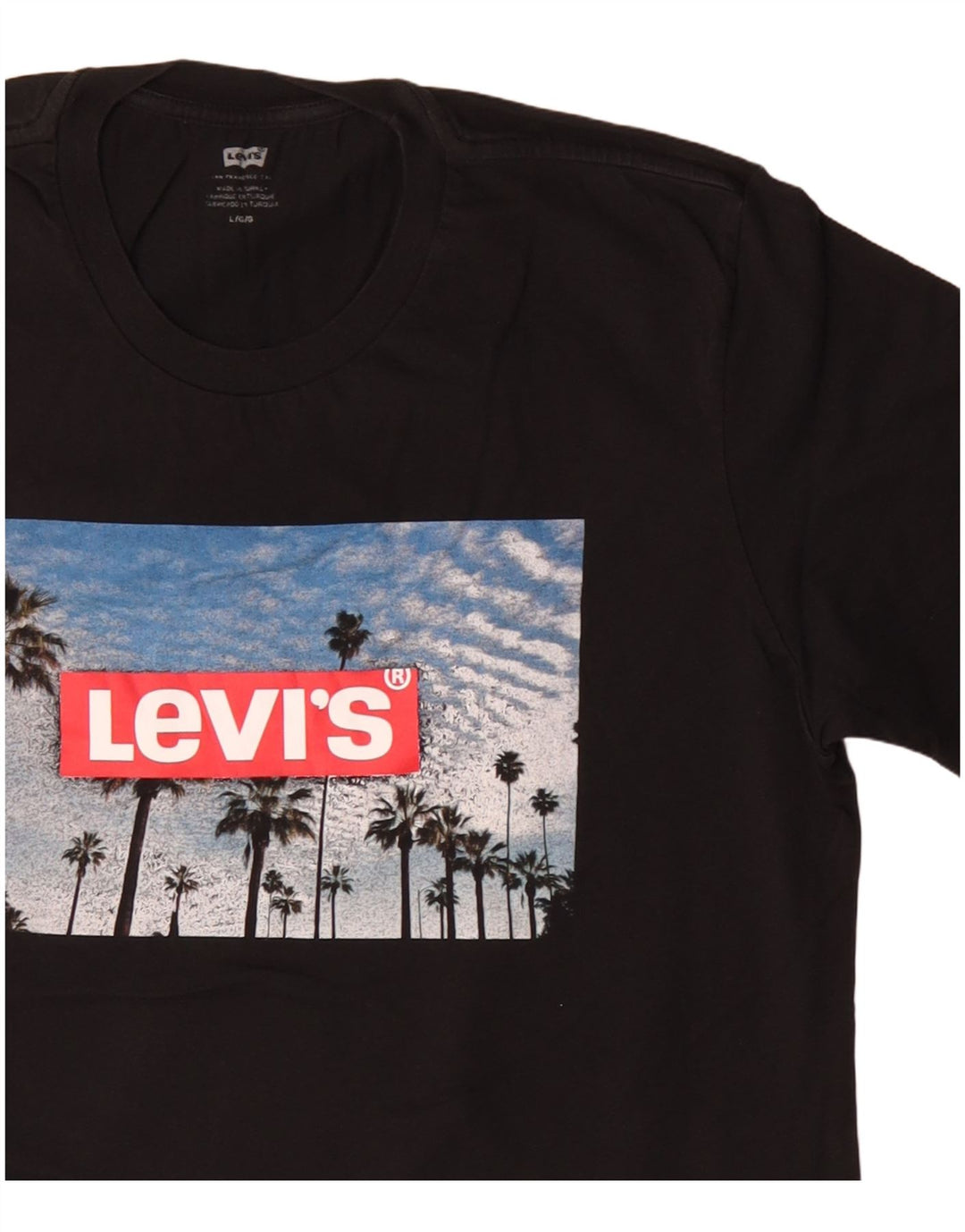 Camiseta gráfica masculina Levi's Top grande de algodão preto