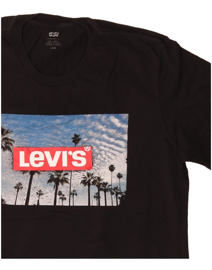 Camiseta gráfica masculina Levi's Top grande de algodão preto