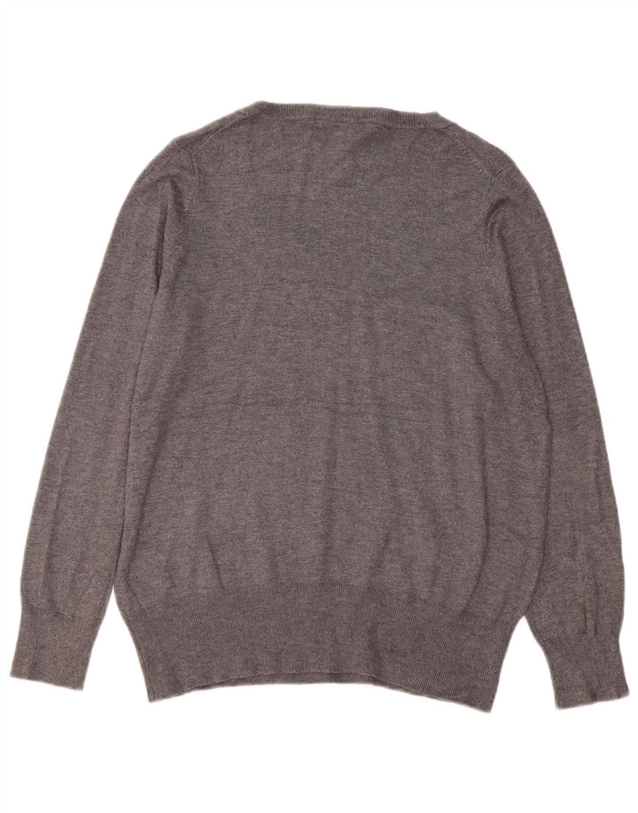 Suéter feminino Marks & Spencer com decote em V Reino Unido 16 grande viscose cinza