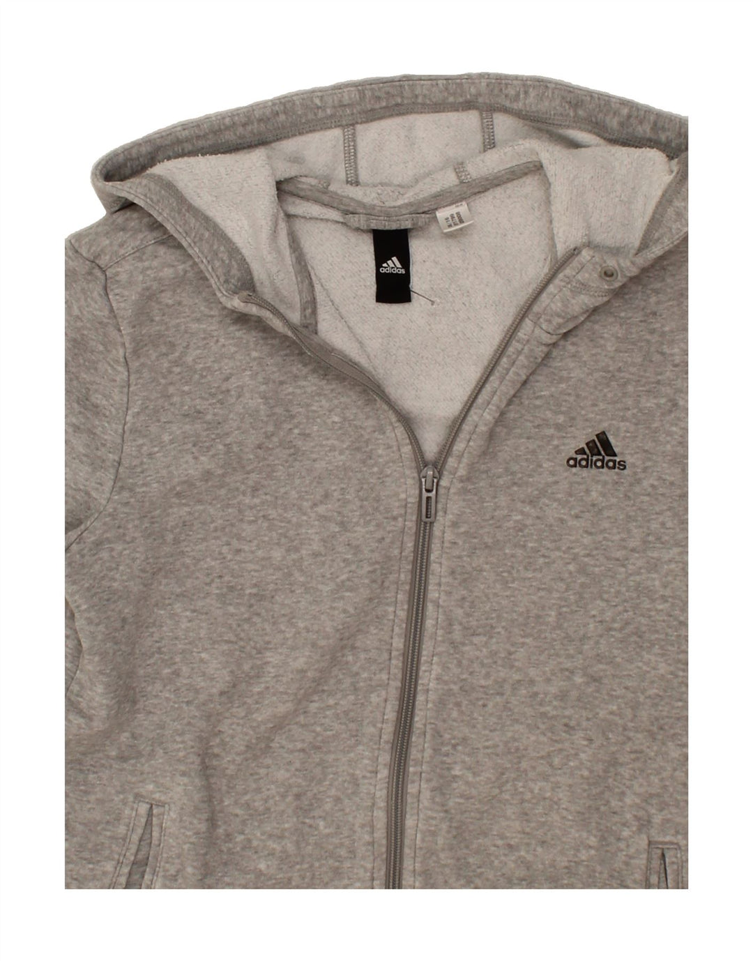 ADIDAS Womens Graphic Zip Hoodie Sweater UK 12 Medium Grey Colourblock Vintage Adidas and Second-Hand Adidas from Messina Hembry 