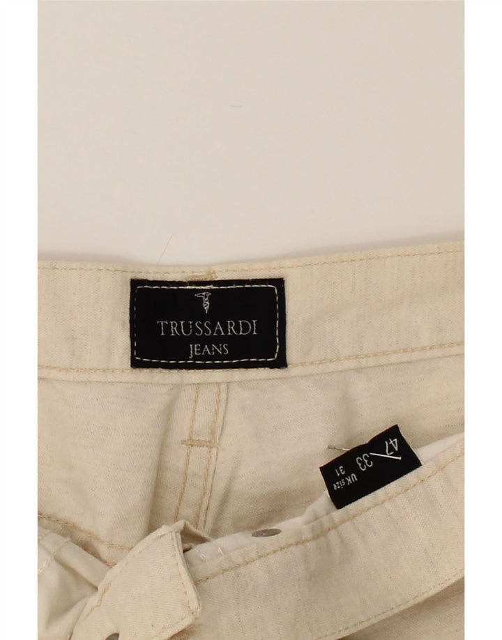 TRUSSARDI Womens Straight Casual Trousers W31 L30 Beige Cotton Vintage Trussardi and Second-Hand Trussardi from Messina Hembry 