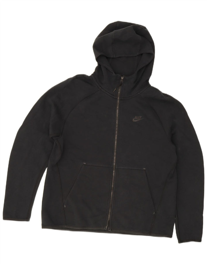 Suéter Nike masculino com capuz e zíper grande de algodão preto