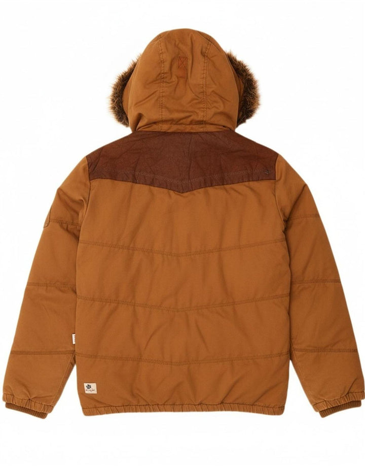 Jaqueta masculina acolchoada com capuz KHUJO UK 42 XL algodão marrom