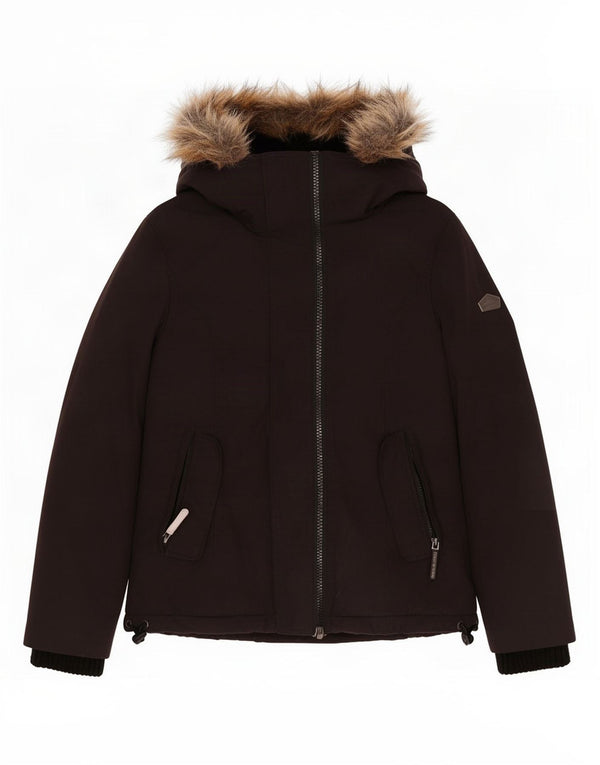 Jaqueta corta-vento com capuz feminino Superdry UK 10 poliéster preto pequeno