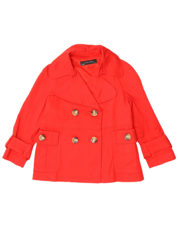 Zara Womens Short Pea Coat UK 14 Médio Algodão Vermelho