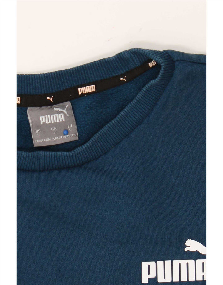 Puma moletom feminino oversized jumper UK 10 pequeno algodão azul